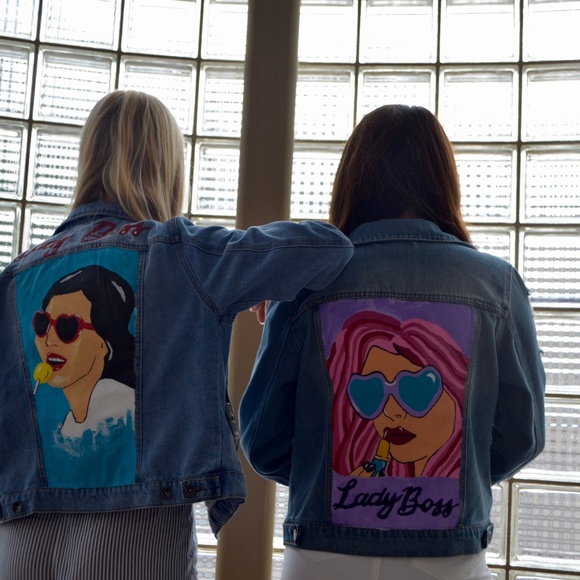 Hand Painted Lady Boss Jean Jacket - Picture 2 of 3